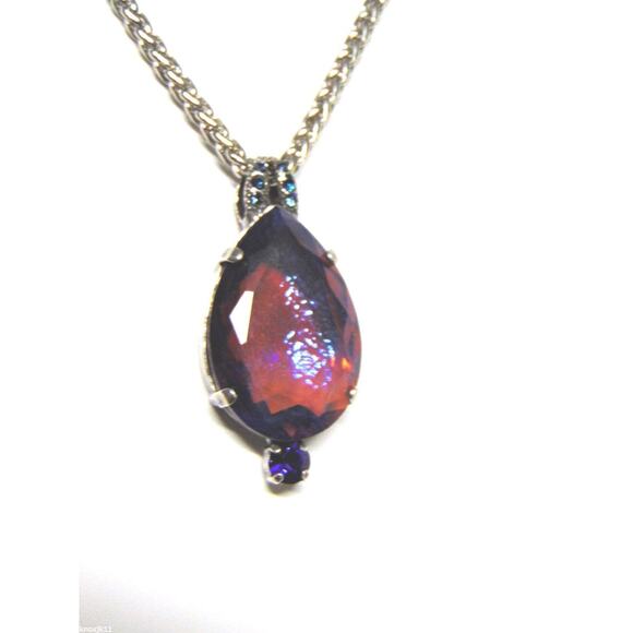 Mariana Swarovski Necklace Dichroic Purple Amethyst 30" Silver Chain New - Picture 8 of 10